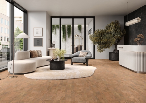 Podłoga korkowa Originals Harmony — aranżacja wnętrza (lobby)